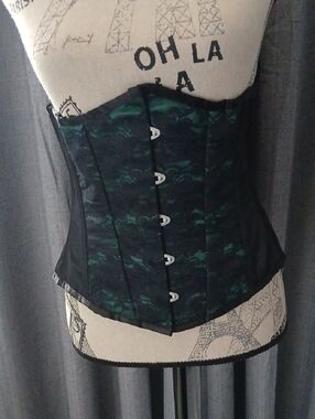 Satin Green Net Overlay Underbust Corset Women Intimates & Sleepwear